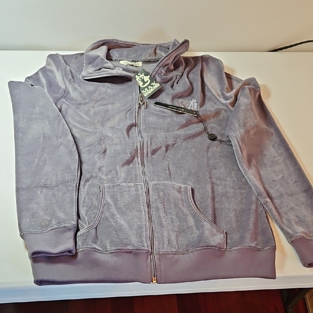 2 Piece Set Max Sport (Agate) Grey/Lavender Velour Hoodie & Pants